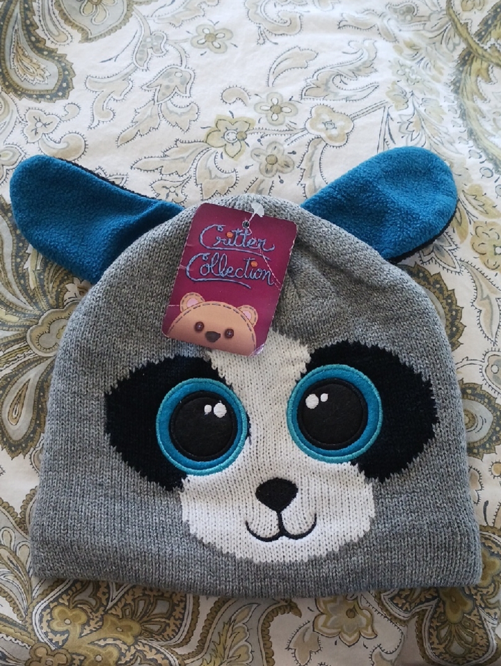 Boys Gray Doggie Fleece Beanie